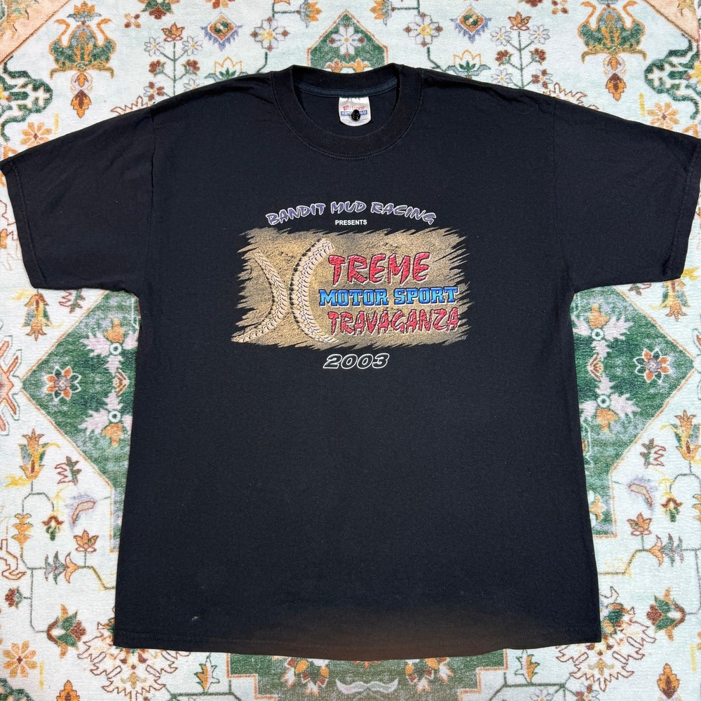 Vintage Bandit Mud Racing Treme Motor Sport Travaganza 2003‎ Black T-Shirt